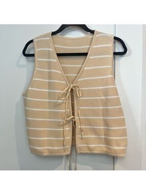 Striped Tan Sleeveless Top